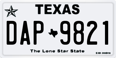 TX license plate DAP9821