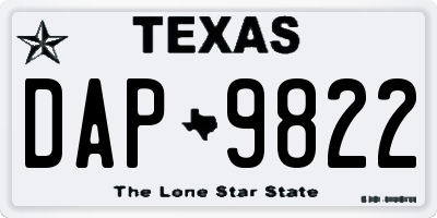 TX license plate DAP9822