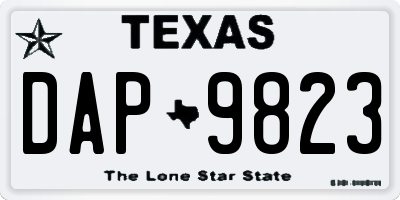 TX license plate DAP9823