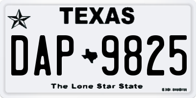 TX license plate DAP9825