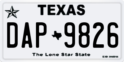 TX license plate DAP9826