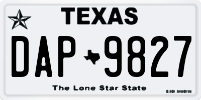 TX license plate DAP9827
