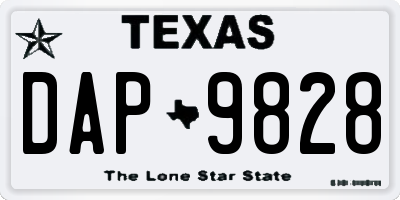 TX license plate DAP9828