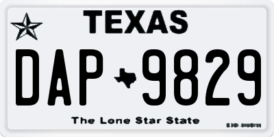 TX license plate DAP9829