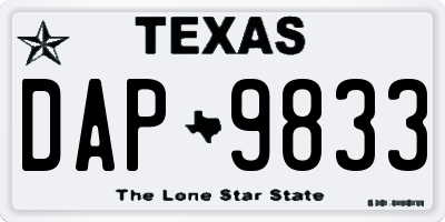 TX license plate DAP9833