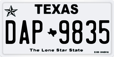 TX license plate DAP9835