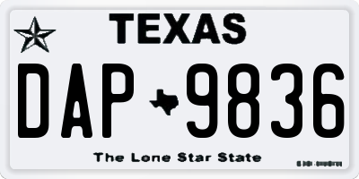 TX license plate DAP9836