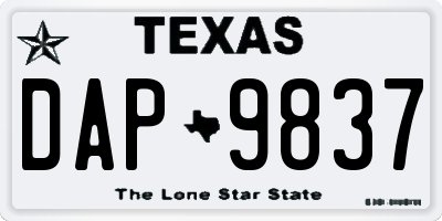 TX license plate DAP9837