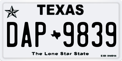 TX license plate DAP9839