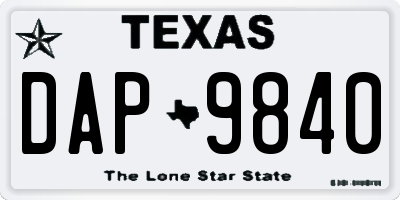 TX license plate DAP9840
