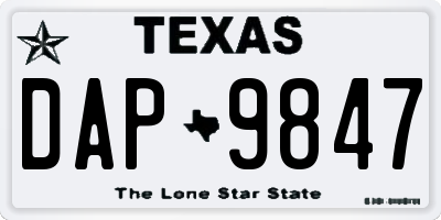 TX license plate DAP9847