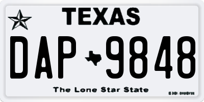 TX license plate DAP9848