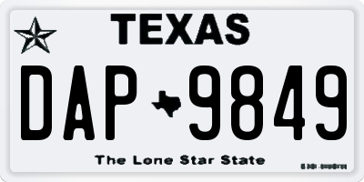TX license plate DAP9849