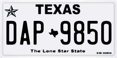TX license plate DAP9850