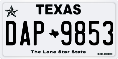 TX license plate DAP9853