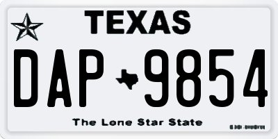 TX license plate DAP9854
