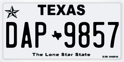 TX license plate DAP9857