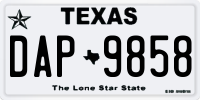 TX license plate DAP9858