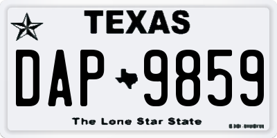 TX license plate DAP9859
