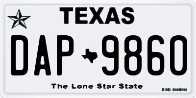 TX license plate DAP9860