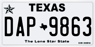 TX license plate DAP9863