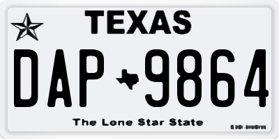 TX license plate DAP9864