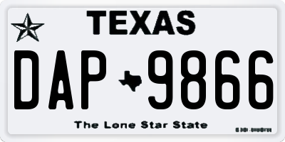 TX license plate DAP9866