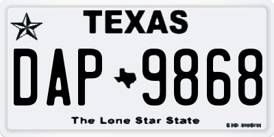 TX license plate DAP9868