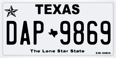 TX license plate DAP9869