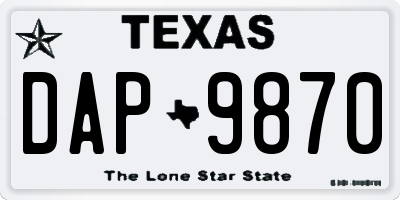 TX license plate DAP9870