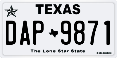 TX license plate DAP9871