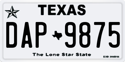 TX license plate DAP9875