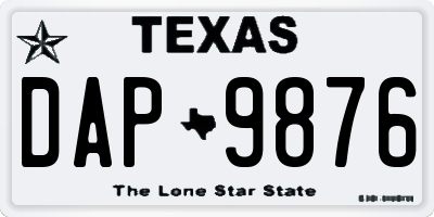 TX license plate DAP9876