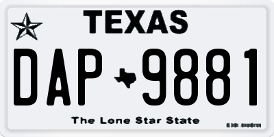 TX license plate DAP9881