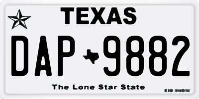TX license plate DAP9882