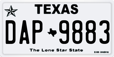 TX license plate DAP9883