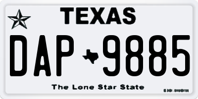 TX license plate DAP9885
