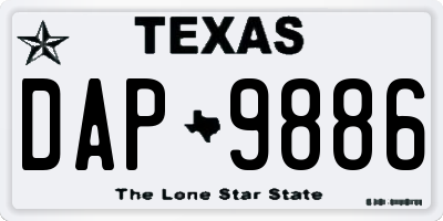 TX license plate DAP9886