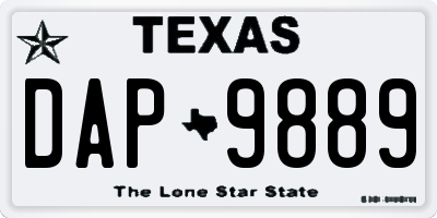 TX license plate DAP9889