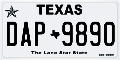 TX license plate DAP9890