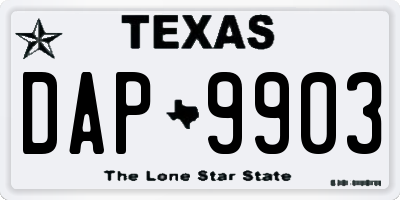 TX license plate DAP9903