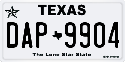 TX license plate DAP9904