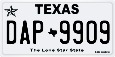TX license plate DAP9909
