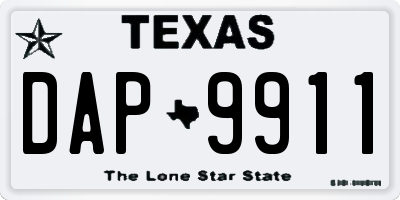 TX license plate DAP9911