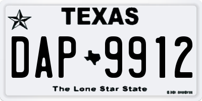 TX license plate DAP9912