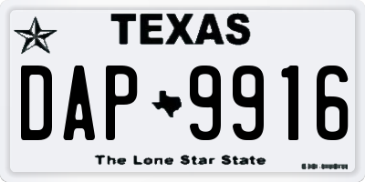 TX license plate DAP9916