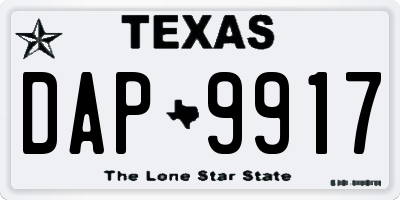 TX license plate DAP9917
