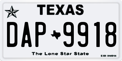 TX license plate DAP9918