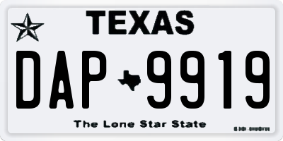 TX license plate DAP9919