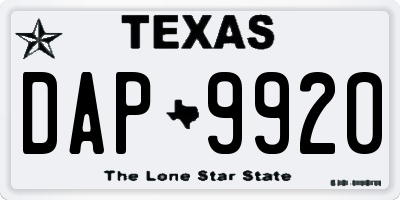 TX license plate DAP9920
